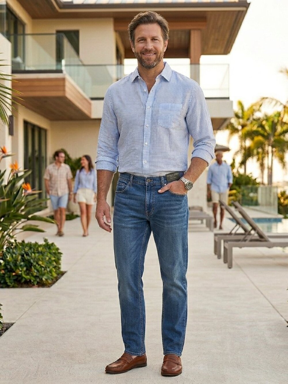 Men's 42x30 Denim Blue Jeans 5-Pocket 100% Heavy Cotton Cozy Durable Relaxed Fit